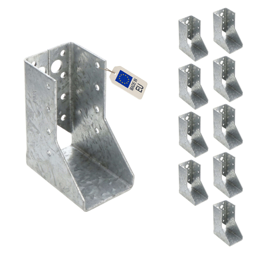 10 sabots de charpente à ailes intérieures - Larg. 45 x Ht. 97 mm - Connecteurs de poutres - Acier galva - Fabriqué en Europe