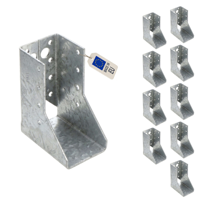 10 sabots de charpente à ailes intérieures - Larg. 45 x Ht. 97 mm - Connecteurs de poutres - Acier galva - Fabriqué en Europe