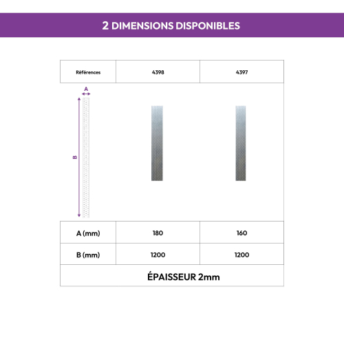 Plaque d'assemblage perforée - Connecteur bois - Acier galvanisé - Longueur 1200mm - Ép 2mm - Fabrication européenne