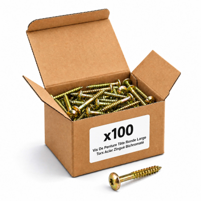 100 Vis Penture Torx acier bichromatées (jaune/or) 7.0 X 100/70