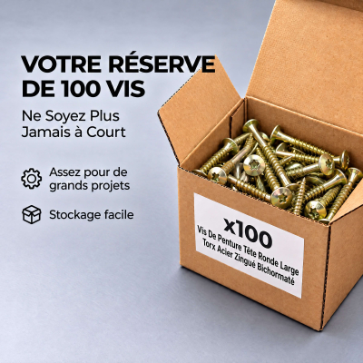 100 Vis Penture Torx acier bichromatées (jaune/or) 7.0 X 100/70