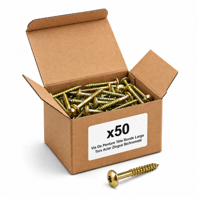 50 Vis Penture Torx acier bichromatées (jaune/or) 8,0 mm