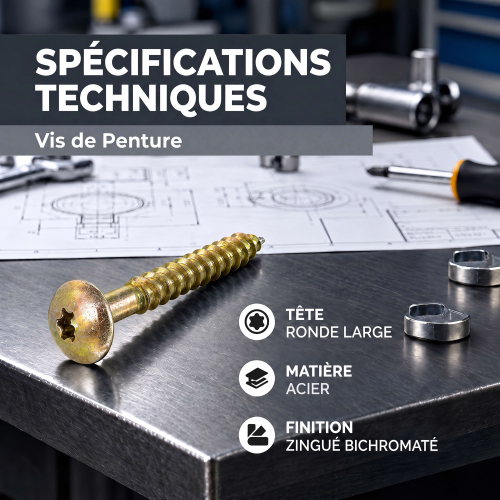 50 Vis Penture Torx acier bichromatées (jaune/or) 8,0 mm