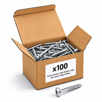 100 Vis Penture Torx acier zingués blanc 7,0 mm