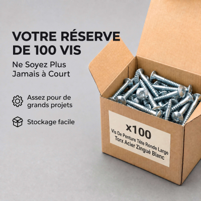 100 Vis Penture Torx acier zingués blanc 7,0 mm