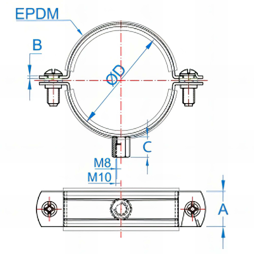 50 Colliers renforcé glissants isophonique M8 - M10 - D. 50 mm