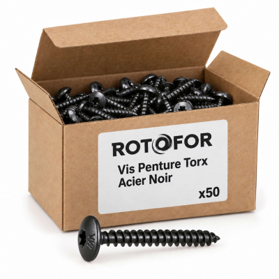 50 vis penture torx acier zingués noir - diamètre 6 mm