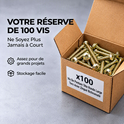 100 Vis Penture Torx acier bichromaté - Diamètre 6 mm