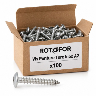 100 Vis Penture Torx Inox A2 - Diamètre 6 mm
