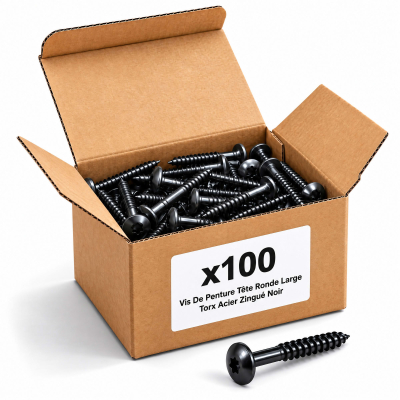 100 Vis Penture Torx acier zingués Noir - Diamètre 6 mm - Filetage partiel