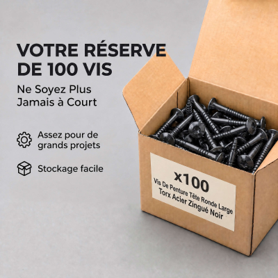 100 Vis Penture Torx acier zingués Noir - Diamètre 6 mm - Filetage partiel
