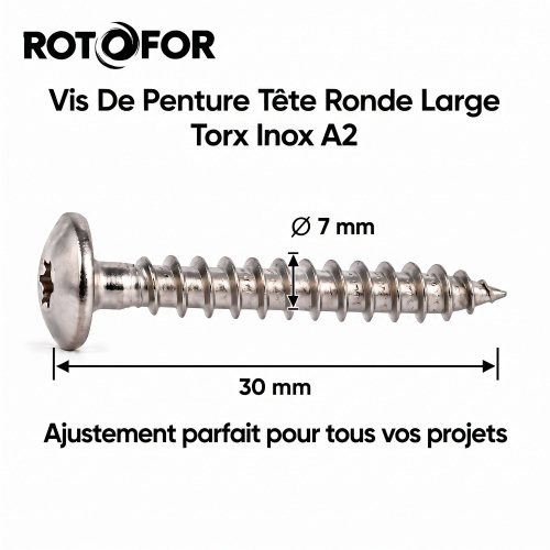 60 Vis Penture Torx Inox A2 7.0 X 30 mm