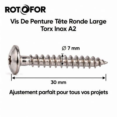 60 Vis Penture Torx Inox A2 7.0 X 30 mm