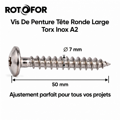 40 Vis Penture Torx Inox A2 7.0 X 50 mm 2