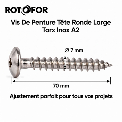 25 Vis Penture Torx Inox A2 7.0 X 70 mm 2