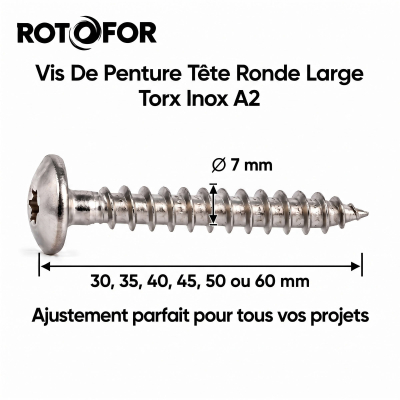 50 Vis Penture Torx Inox A2 - diamètre de 7 mm 2