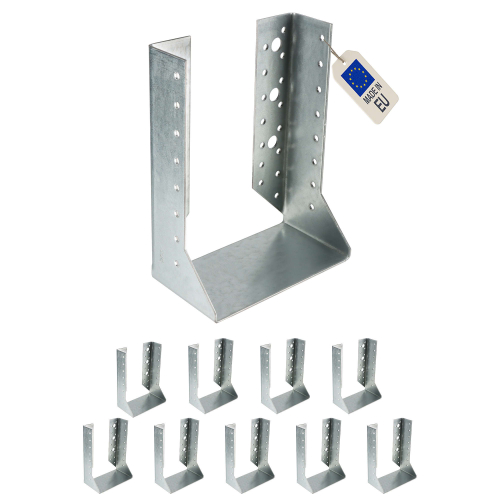 10 sabots de charpente à ailes intérieures - Larg. 160 x Ht. 170 mm - Connecteurs de poutres - Acier galva - Fabriqué en Europe