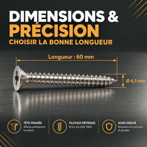 150 Vis tôle tête fraisée pozidriv acier zingués blanc DIN7982 6.3 X 60