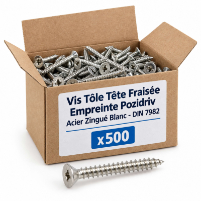 500 Vis tôle tête fraisée DIN7982 acier zingués blanc Diamètre 2,9 mm