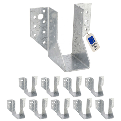 10 sabots de charpente à ailes extérieures - Larg 45 x Ht 97mm - Connecteurs de poutres - Acier galvanisé - Fabriqué en Europe