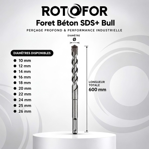 Foret Béton SDS+ Bull - Longueur 600 mm