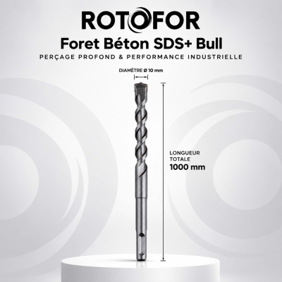 Foret béton lg 1000 mm - SDS bull - diamètre 10 2