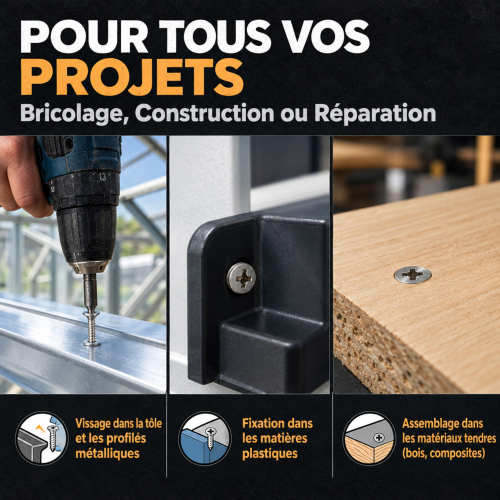 50 Vis tôle tête fraisée pozidriv Inox A2 DIN7982 Diamètre 4,8 mm