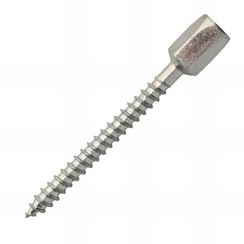 50 pitons femelles filetage bois - M6 - Pour bois et béton - Acier zingué blanc