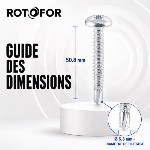 20 Vis Penture Autoperceuse acier zingués blanc 6.3 X 50.8