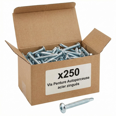 250 Vis Penture Autoperceuse acier zingués Blanc