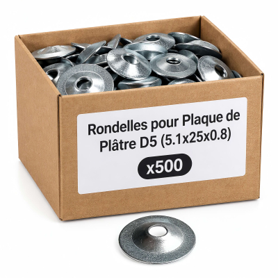 500 rondelles plaque de plâtre D5 (5.1x25x0.8)
