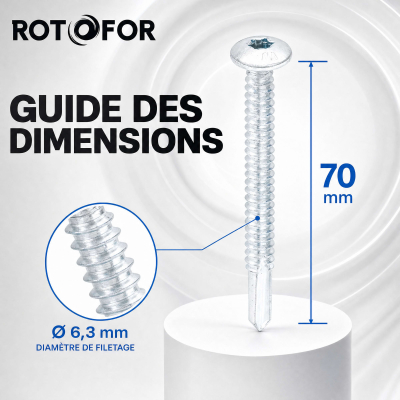 100 Vis Penture Autoperceuse acier zingués Blanc 6.3 X 70 2