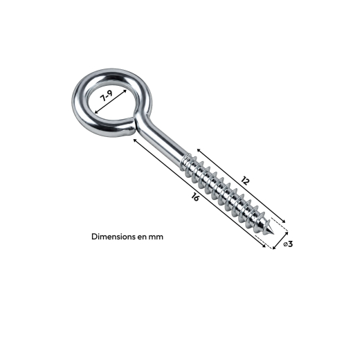 Piton 3 x 16 mm Zingué - Boite de 200 pcs