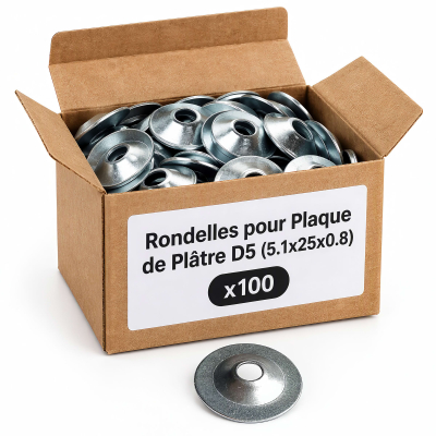 100 rondelles plaque de plâtre M5 (5.1X25X0.8)