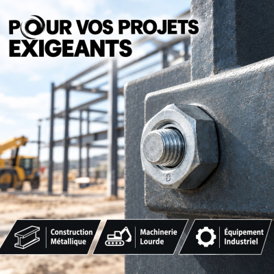 50 écrous HU classe (8) DIN934 acier zingués blanc