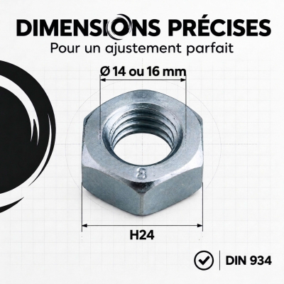50 écrous hexagonaux DIN934 10,9 acier zingués blanc 2