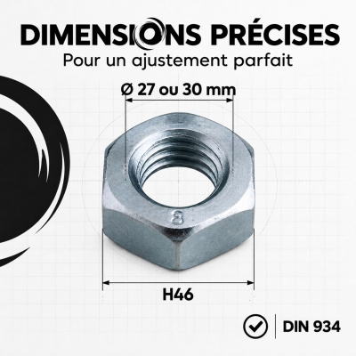 15 écrous HU classe (8) DIN934 acier zingués blanc 2