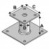 Pied de poteau avec platine type PP-100 (A x B x C x D x ép) 100 x 90 x 80 x 42 x 4,0 mm - AL-PP80 - Alsafix