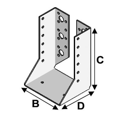 Sabot de charpente à ailes intérieures (P x l x H x ép) 80 x 80 x 180 x 2,0 mm - AL-SI080180 - Alsafix
