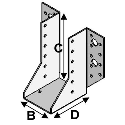 50 sabots de charpente à ailes extérieures (P x l x H x ép) 80 x 45 x 108 x 2,0 mm - AL-SE045108 - Alsafix