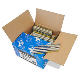 Boîte de 3000 clous à tête ronde, filetés extra galvanisés en bande plastique 22° D. 3,3 x 75mm - Tacwise - 0438